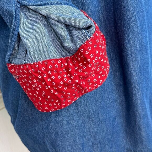 Karen Scott Embroidered Country Christmas Denim Button Up Shirt Blue Medium - Picture 7 of 12